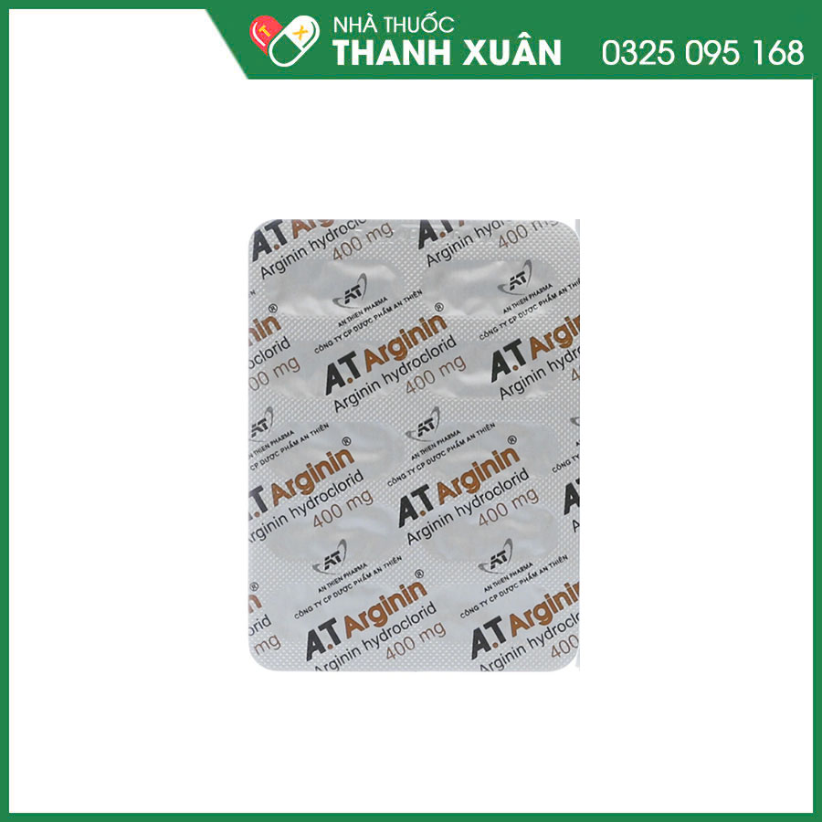 A.T Arginin 400 thuốc điều trị hỗ trợ các rối loạn khó tiêu, cải thiện khả năng luyện tập ở người bị bệnh tim mạch ổn định